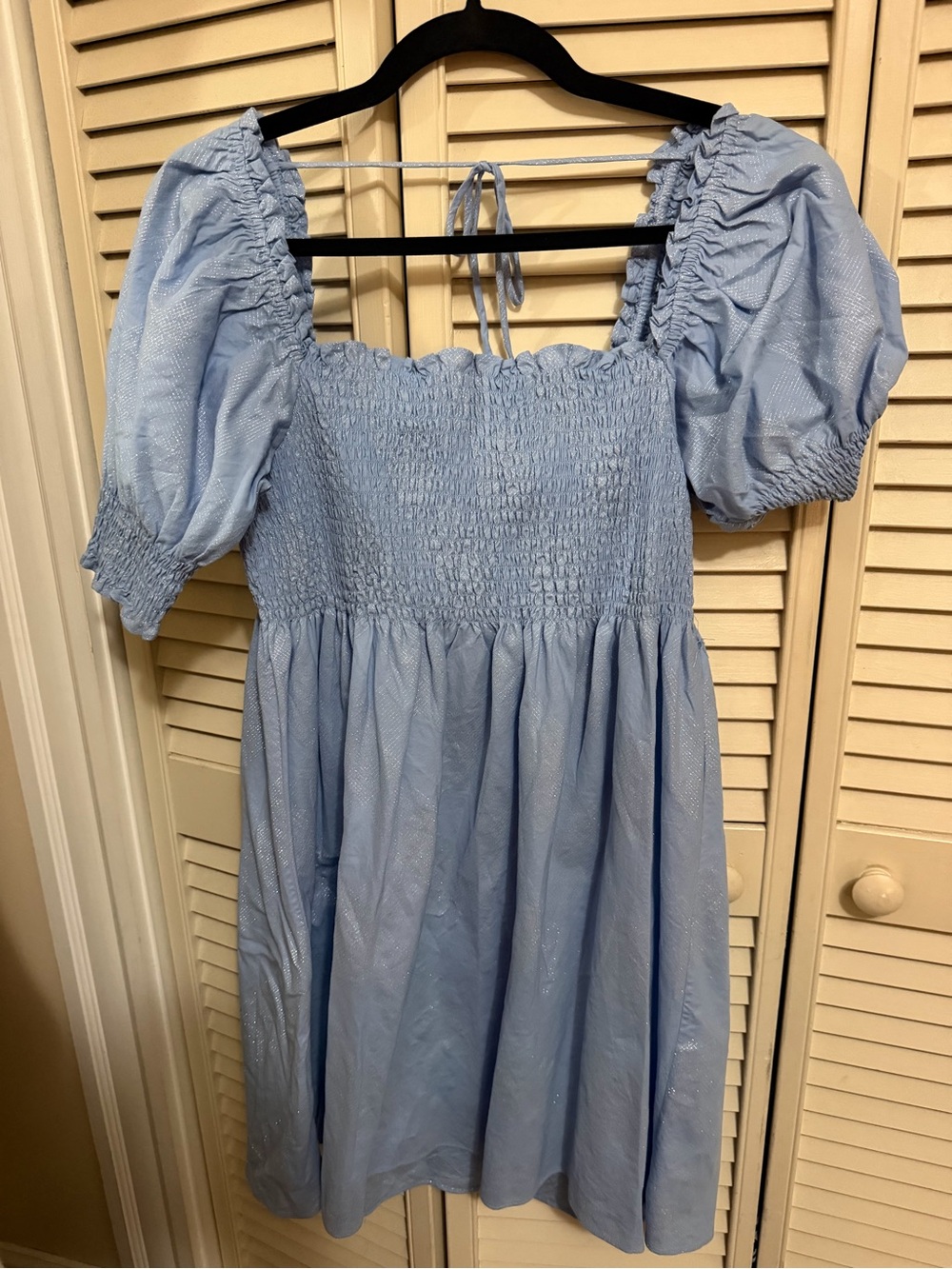 Light Blue Puff-Sleeve Dress
